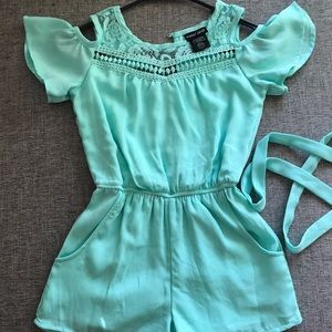 Teal Romper girls size 8